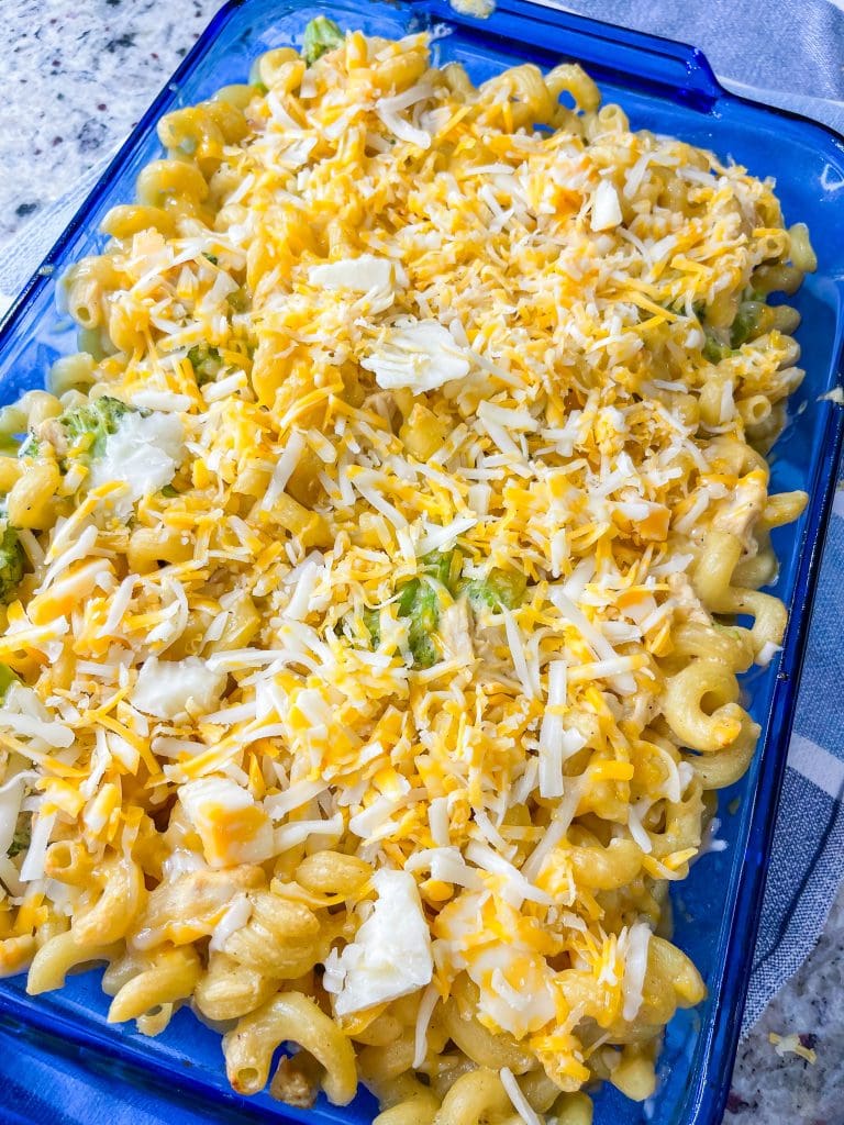 this cheesy chicken broccoli casserole is a hearty meal perfect for a busy weeknight