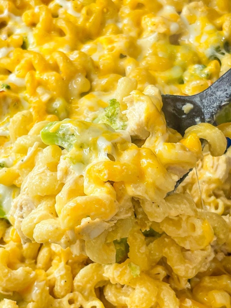 this cheesy chicken broccoli casserole is a hearty meal perfect for a busy weeknight