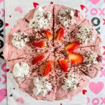 Chocolate Covered strawberry pie is a luscious no bake dessert with an Oreo crust, a layer of fudge and a creamy strawberry filling. Perfect for Valentine's day or any party or holiday.