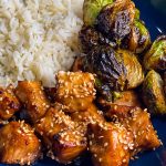 Air Fryer Hoisin Salmon is easy and quick, making it a perfect weeknight option. The air fryer makes the salmon crispy, juicy, and flaky and the sauce is so flavorful. You can pair this salmon with any veggie you like; today I'm adding air fried brusselsprouts and serving over rice for a full healthy dinner.