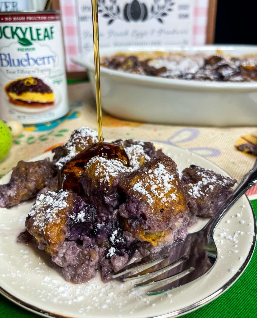 This Overnight Blueberry French Toast Casserole is perfect for any holiday morning, brunch or a lazy weekend. Throw everything in to a casserole dish the night before and let all the yumminess soak in to the brioche bread before popping it into the oven for the easiest breakfast ever!