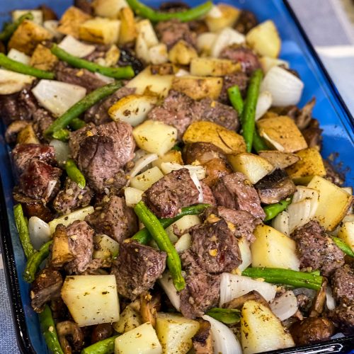 These Oven Baked steak Bites are quick and easy but also juicy and delicious. It's a great way to stretch steak and the perfect weeknight meal.