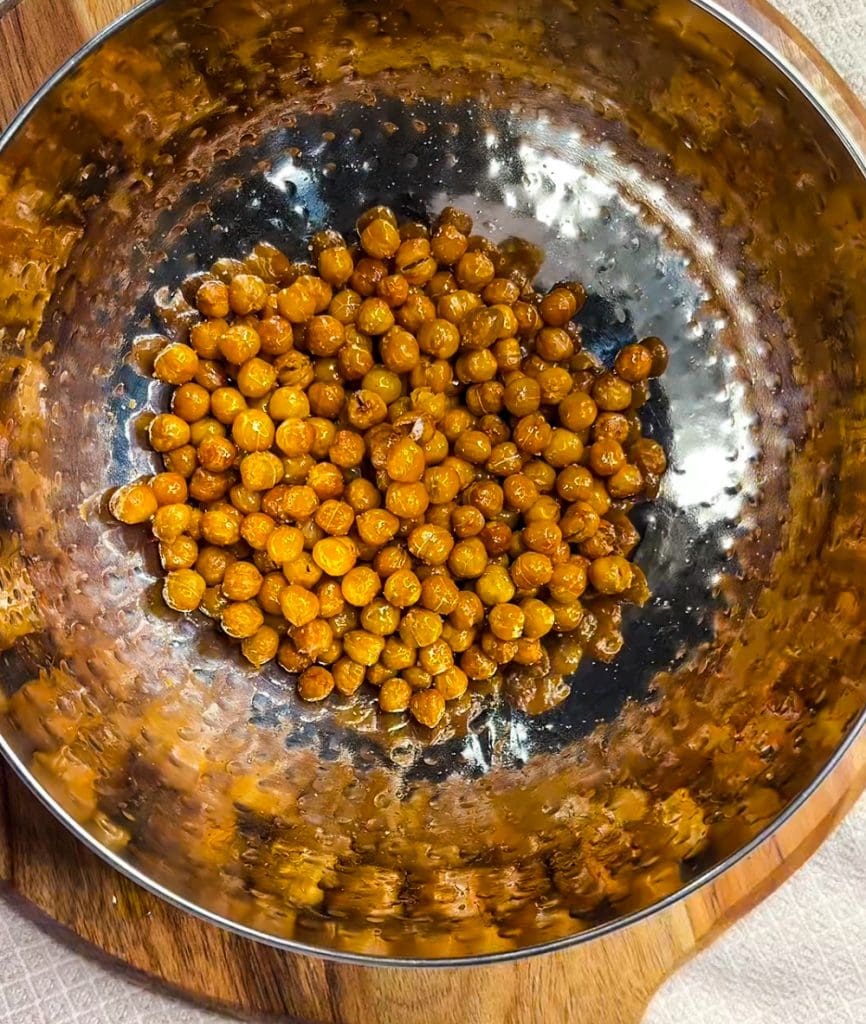 Air Fried Chickpeas are perfectly crispy and great as a snack or a salad topper.