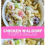 If you love the classic Waldorf Salad, you'll love this Waldorf Pasta Salad version made with chicken in a tangy and creamy dressing, perfect for brunch, lunch or a potluck.