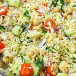 This Orzo Salad is light and refreshing, but healthy and still delicious. It's full of protein from the chickpeas and feta cheese, crunch from cucumbers, has healthy fat and is super flavorful from the dressing.