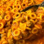 Homemade Spaghetti-o's are warm and comforting and full of nostalgia. Spaghetti-o's have those iconic pasta rings floating around in a creamy tomato sauce topped off with mini meatballs. I promise this homemade version tastes so much better than you remember.