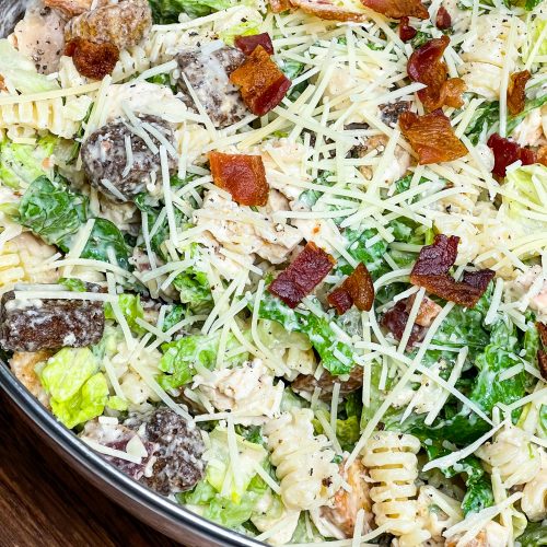 Chicken Caesar Pasta salad is everything you love in a Caesar salad but with pasta!