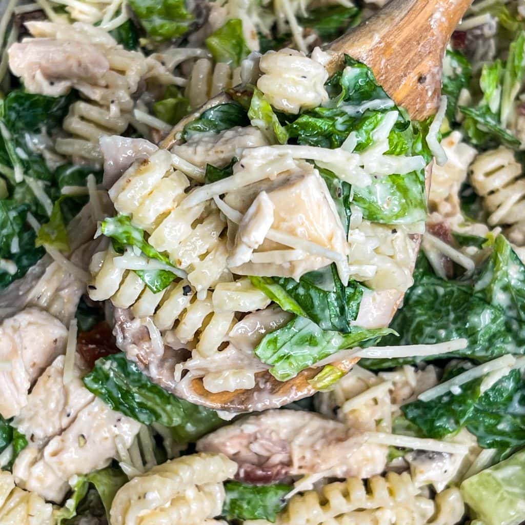 Chicken Caesar Pasta salad is everything you love in a Caesar salad but with pasta!