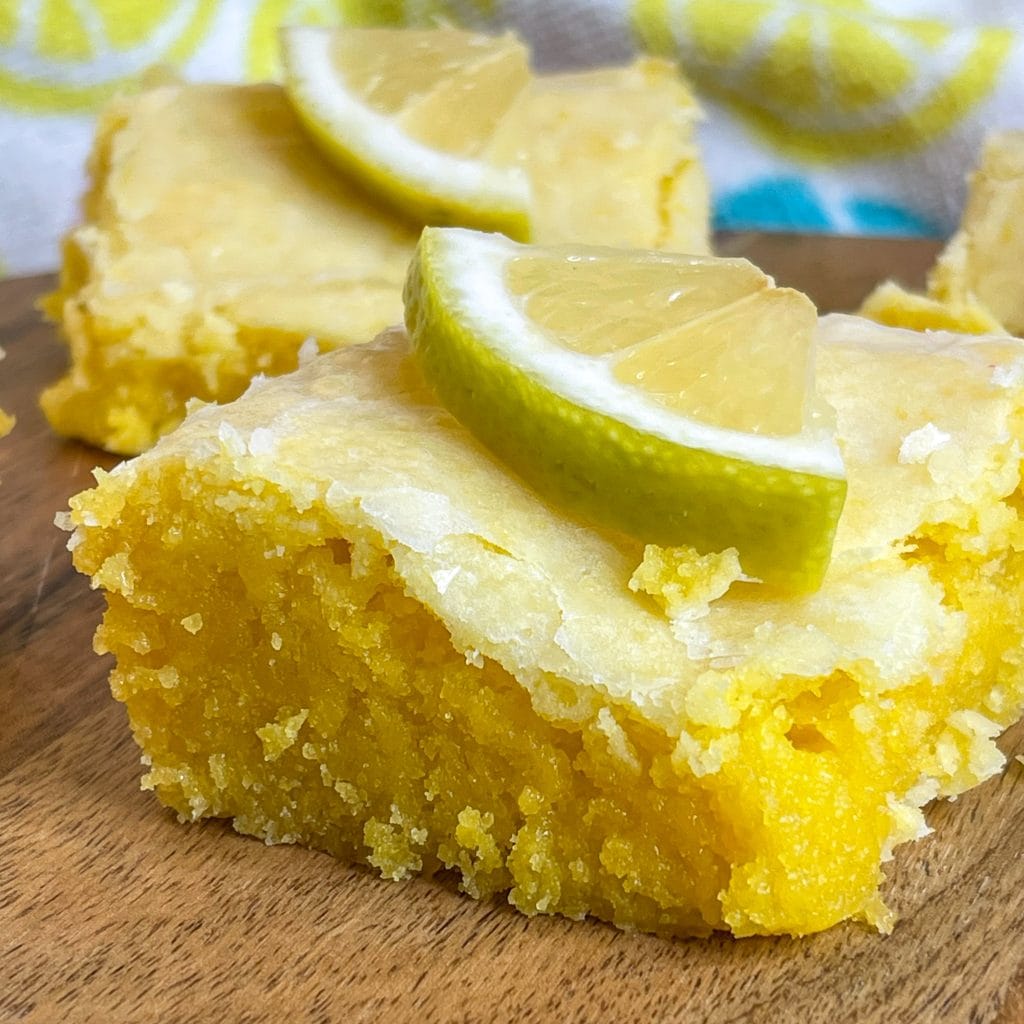 These lemon flavored dessert bar, or Lemonies, are chewy and soft and the perfect dessert for lemon lovers.