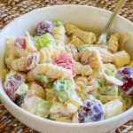 If you love the classic Waldorf Salad, you'll love this Waldorf Pasta Salad version made with chicken in a tangy and creamy dressing, perfect for brunch, lunch or a potluck.