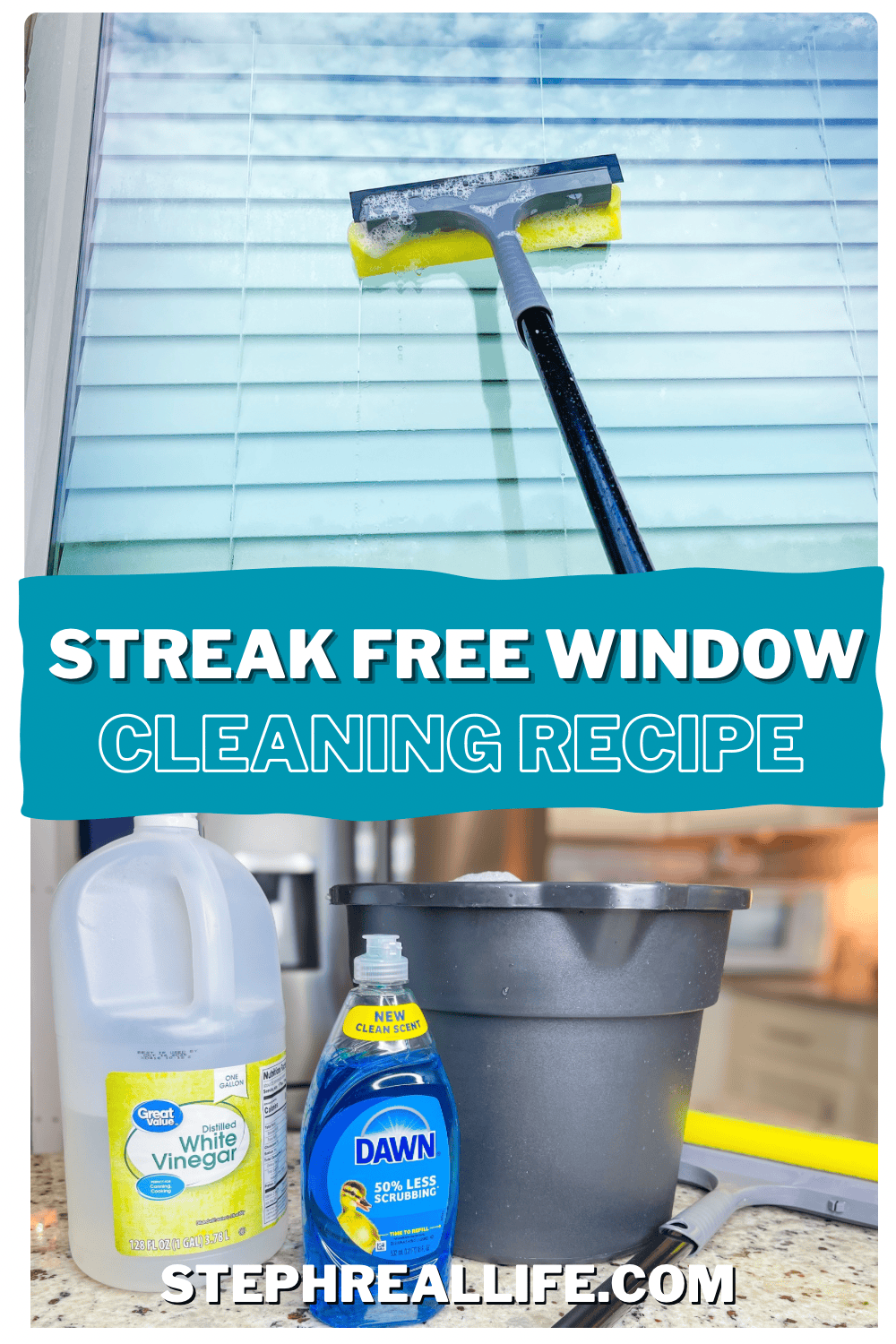 This is my no fail, Streak Free Window Cleaning Recipe for outside windows using a couple of simple products you probably already have at home. Wash your windows easily and quickly without wasting time drying and enjoy a crystal clear view today!