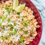 Street Corn Pasta Salad has all the ingredients of traditional Mexican street corn, but uses canned fire roasted corn, for a short cut, and has pasta.