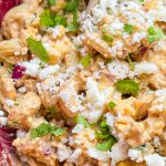 Street Corn Pasta Salad has all the ingredients of traditional Mexican street corn, but uses canned fire roasted corn, for a short cut, and has pasta.