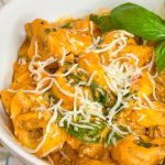 The whole family is going to love this easy weeknight Crock Pot Cheesy Tortellini dinner. It's creamy, rich and filling with tortellini, cream cheese, a hearty meat sauce and spinach.