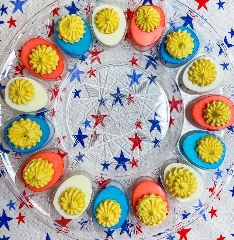 If you are making deviled eggs for your 4th of July party, make Red, White, and Blue Deviled Eggs!