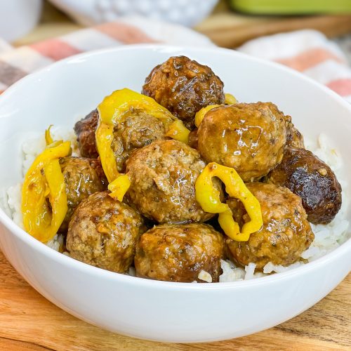 If you love the original Mississippi Pot Roast with ranch seasoning, au jus, and pepperoncini's, you will love this super simple meatball version using frozen meatballs for an easy weeknight shortcut.