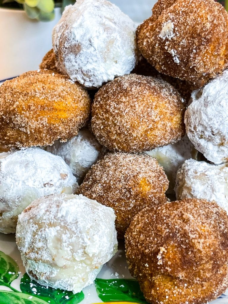 When you are craving warm, pillowy donut holes, look no further than this four ingredient recipe for Air Fryer Donut Holes made quickly and easily with refrigerated canned biscuit dough.