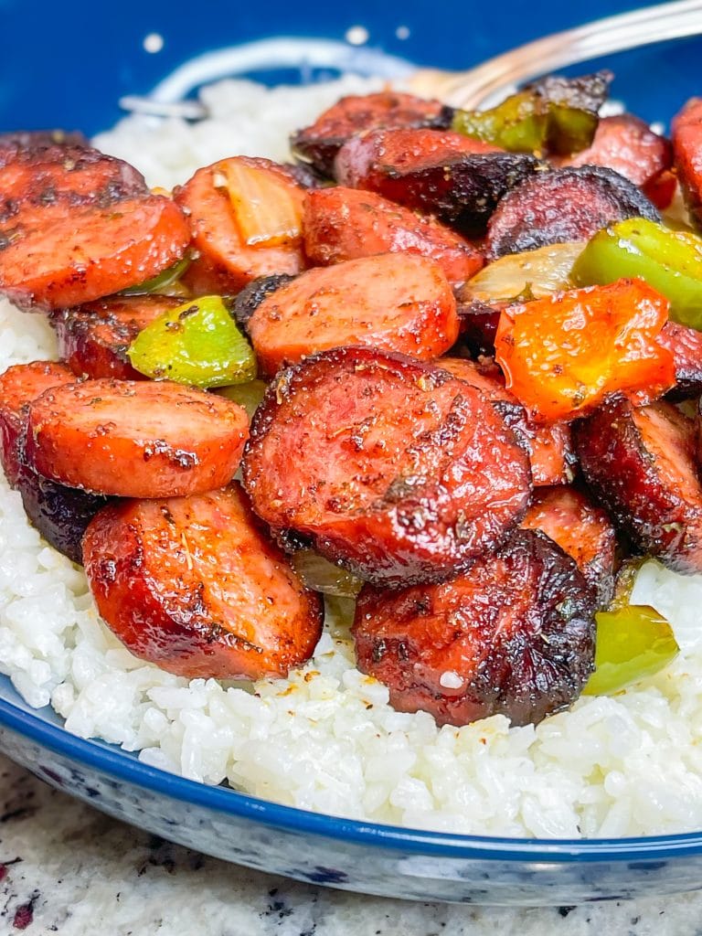 Air Fryer Kielbasa and Peppers