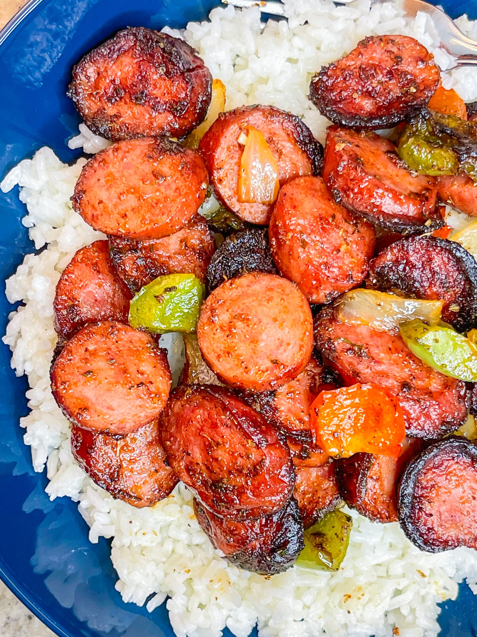 Air Fryer Kielbasa and Peppers