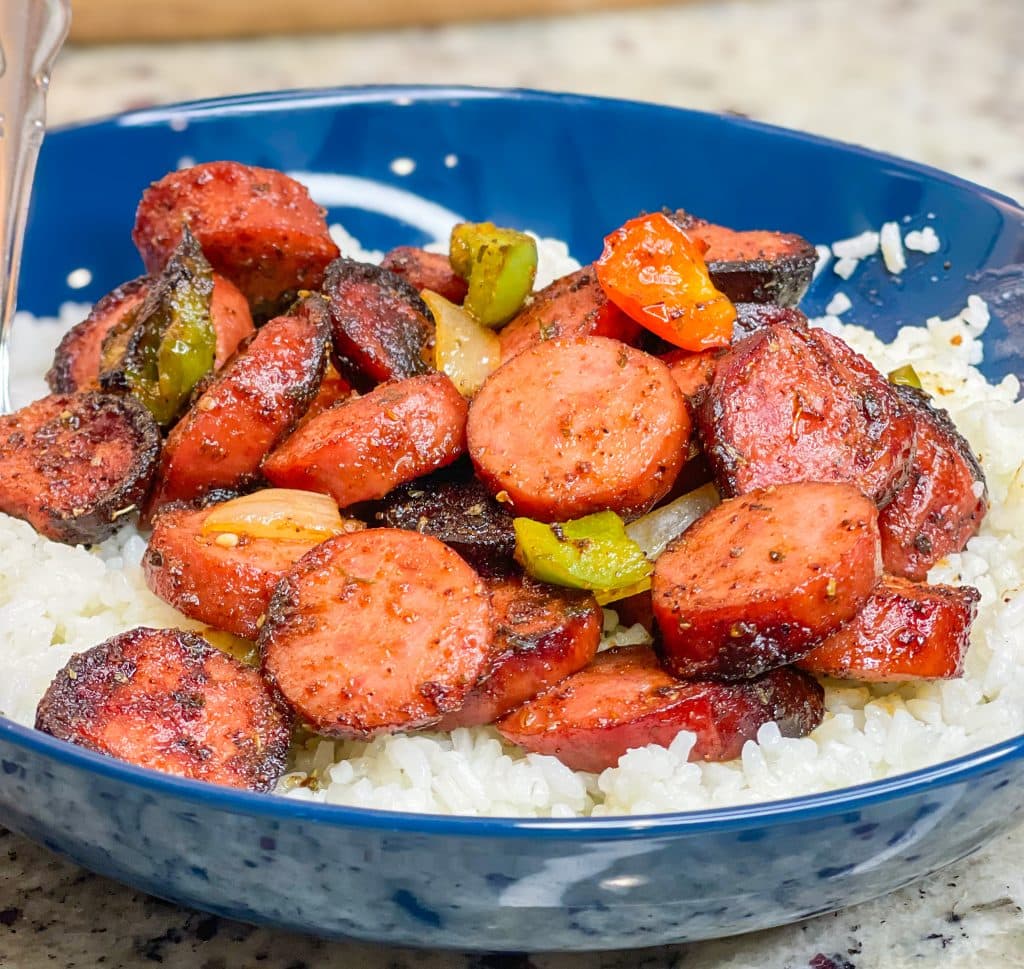 Air Fryer Kielbasa and Peppers is a delicious dinner cooked easily in your air fryer in just 15 minutes making it the perfect busy weeknight dinner.