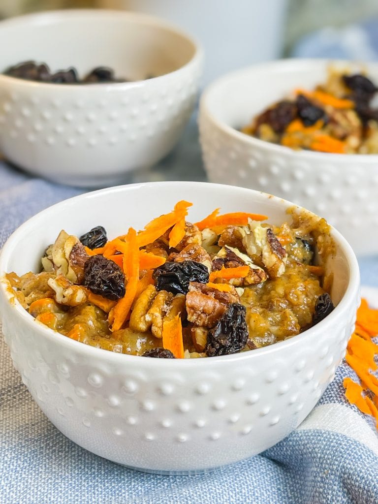 If you are a fan of overnight oats, you'll love this Slow Cooker Carrot Cake Oatmeal. It's filled with warm carrot cake flavors and a great make ahead breakfast.