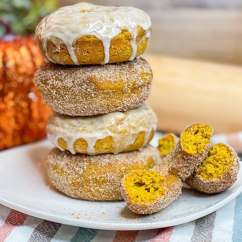 THE treat of the fall season, Baked Pumpkin Spice Donuts are a must have when the weather starts to turn! This recipe shows you two ways to top these warmly spiced donuts- with cinnamon and sugar and with a sweet glaze. Which topping will be your favorite?