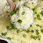 These Extra Cheesy Mashed Potatoes are just that- creamy, dreamy, fluffy and extra cheesy from a mix of sharp white cheddar and cream cheeses. A great side dish for any occasion or meal.