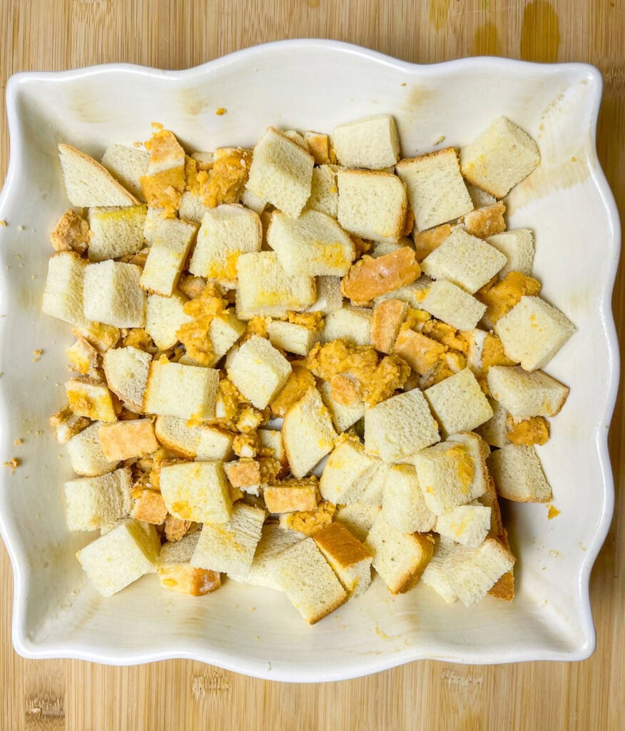 Do you have leftover pumpkin pie from Thanksgiving dinner? Turn it into a delicious leftover Pumpkin Pie French Toast Casserole for breakfast the next morning!