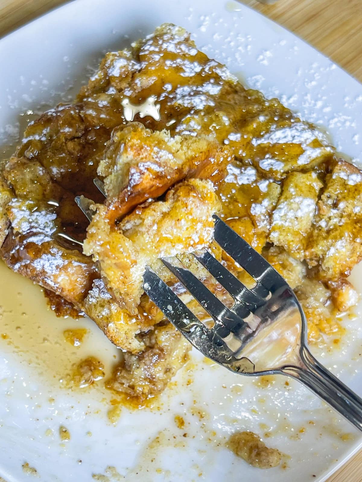 Do you have leftover pumpkin pie from Thanksgiving dinner? Turn it into a delicious leftover Pumpkin Pie French Toast Casserole for breakfast the next morning!