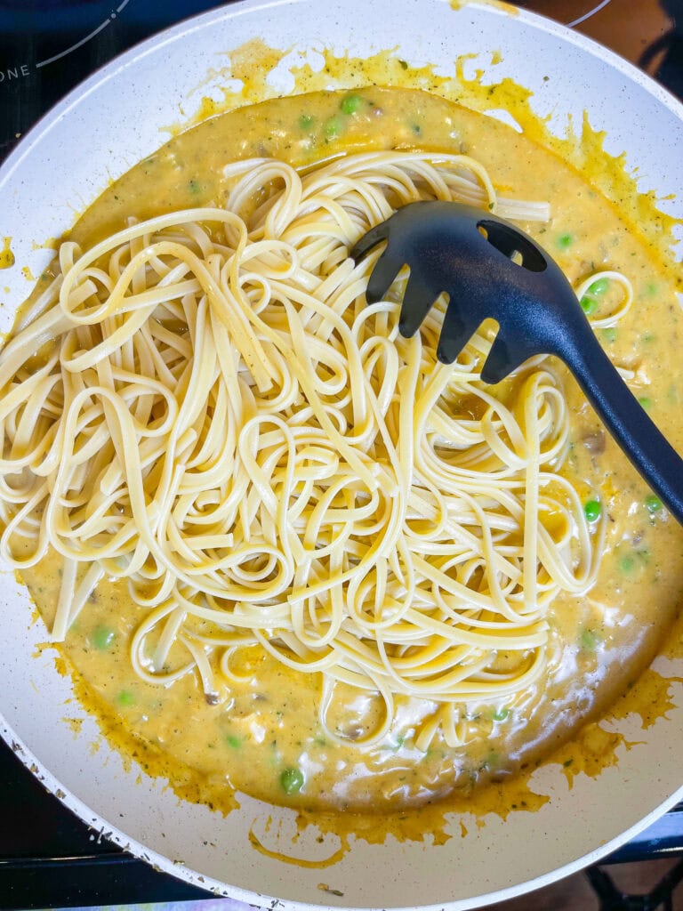 Turkey Tetrazzini is a creamy, comforting casserole that turns leftover Thanksgiving turkey into a new family favorite! Tender turkey is tossed with pasta in a rich, velvety sauce made from cream, chicken broth, and Parmesan cheese, then baked to golden perfection with a crispy breadcrumb topping. The dish is infused with flavors of garlic, mushrooms, and a hint of nutmeg for a cozy, satisfying meal. It’s the ultimate way to make the most of your holiday leftovers while delivering a hearty, crowd-pleasing dinner! Serve it with a fresh green salad or steamed veggies for a complete meal.