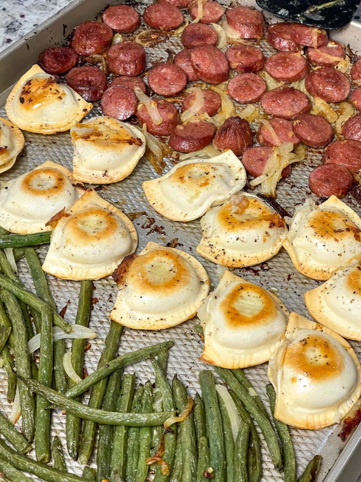 Sheet Pan Kielbasa and Pierogi