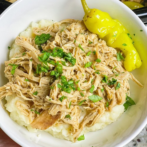 You've heard of (and probably love) Mississippi Pot Roast. This Crock Pot Mississippi Chicken is all the flavors of the OG, but made with chicken. It's so flavorful, juicy and delicious, you'll want to make this dinner on repeat.