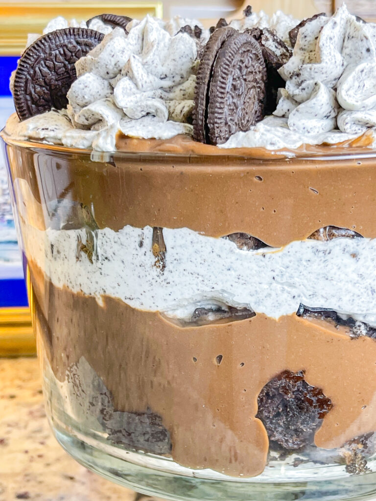 Are you a chocolate lover? I mean, do you really love all things chocolate? If so, this incredibly decadent Chocolate Oreo Brownie Trifle is for you! It's a chocolate lover's dream with a layer of brownies, creamy chocolate pudding, Oreo cookies, all topped off with a homemade Oreo whipped cream. It's divine!