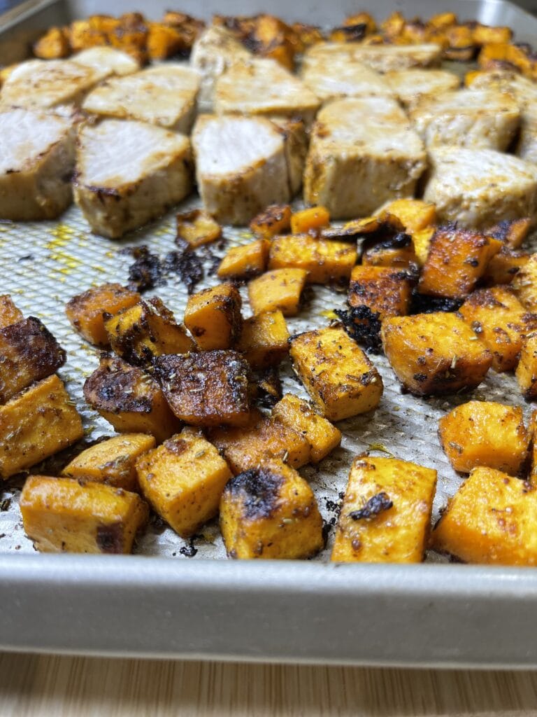 Busy weeknights call for effortless meals that don’t skimp on flavor, and this Sheet Pan Maple Mustard Pork Tenderloin is just the ticket. Juicy pork tenderloin is paired with tender, caramelized sweet potatoes and a tangy-sweet maple mustard glaze for a perfectly balanced dish. Everything roasts together on one pan, allowing the flavors to meld beautifully while keeping cleanup a breeze. Add an easy microwavable veggie or side salad and dinner is done!