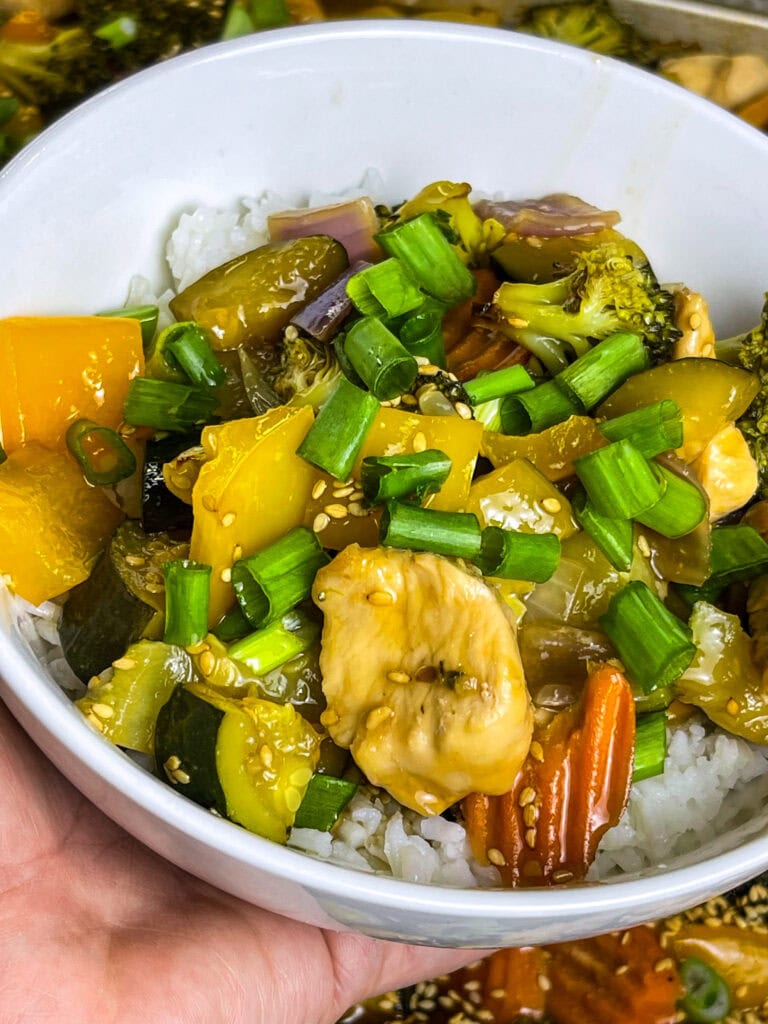 Sheet Pan Teriyaki Chicken with vegetables is a delicious, one-pan meal that combines tender, juicy chicken with colorful veggies, all coated in savory teriyaki sauce.